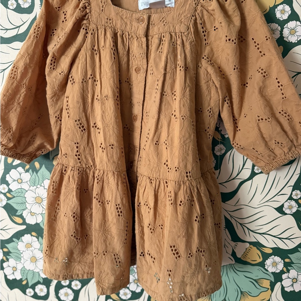 Zara Tan Eyelet Tunic/Dress